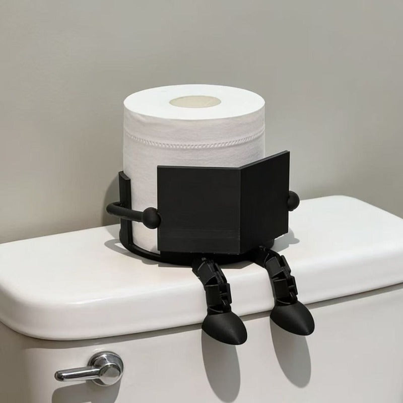 Playful Book-Loving Toilet Paper Holder, Available in Black And White, a Fun Bathroom Decoration Ideal for Holiday Gifting