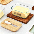 1 lb Glass Butter Keeper with Lid and Knife, Large Covered Butter Dish for Kitchen Countertop Storage, Refrigerator Shelves and Housewarming Gifts