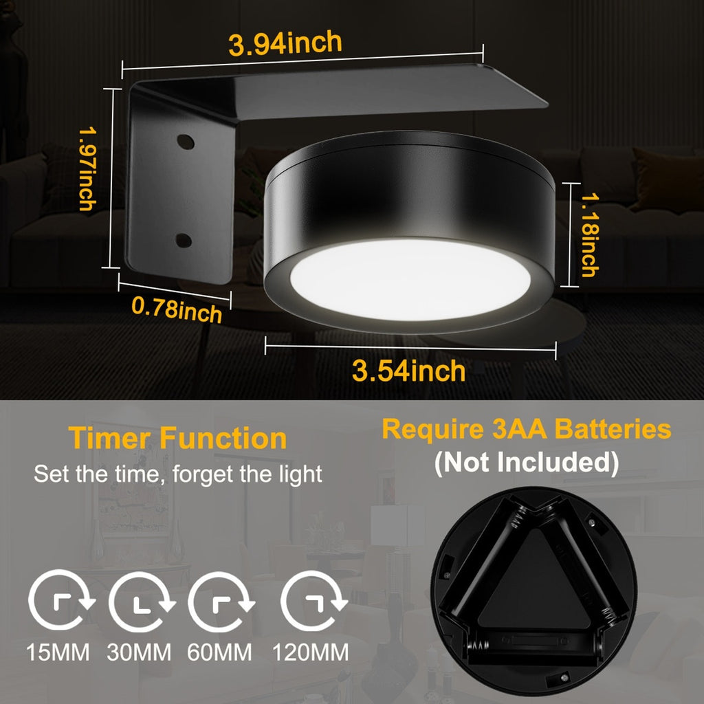3/6pcs Battery- Magnetic Picture Lights with Remote, Dimmable Timer & 3 Lighting Modes Suitable for Picture Frame Paintings, Wireless Wall-Mounted Puck Lights for Art Display, Plug-and-Play for Gallery Decor (No Wiring)
