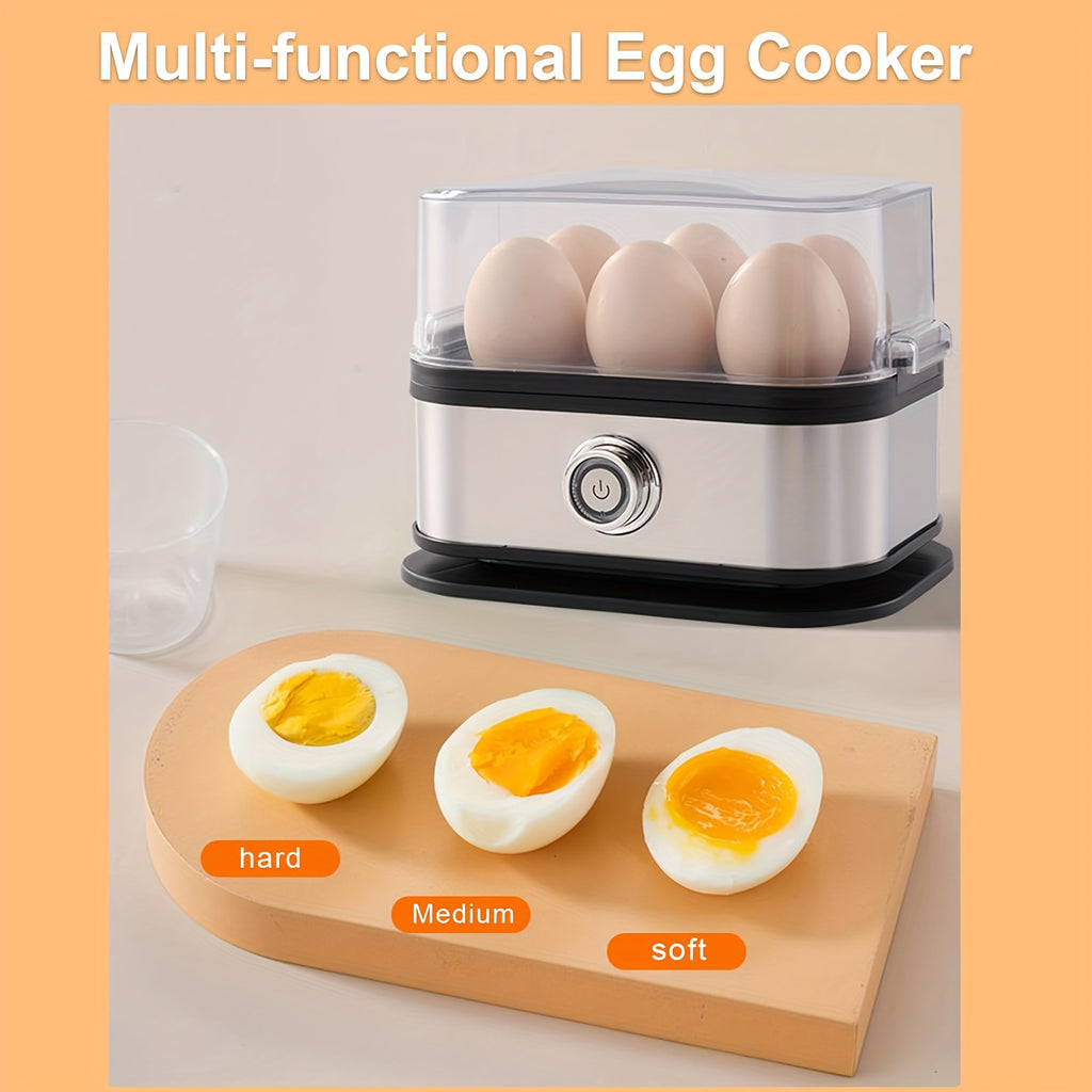 Quick Egg Cooker, 6 Egg Capacity Egg Cooker, Hard Boiled, Semi-cooked, Soft Boiled Egg Cooker, with Automatic Shut-off and Alarm Function, Stainless Steel Household Electric Egg Steamer(Black)