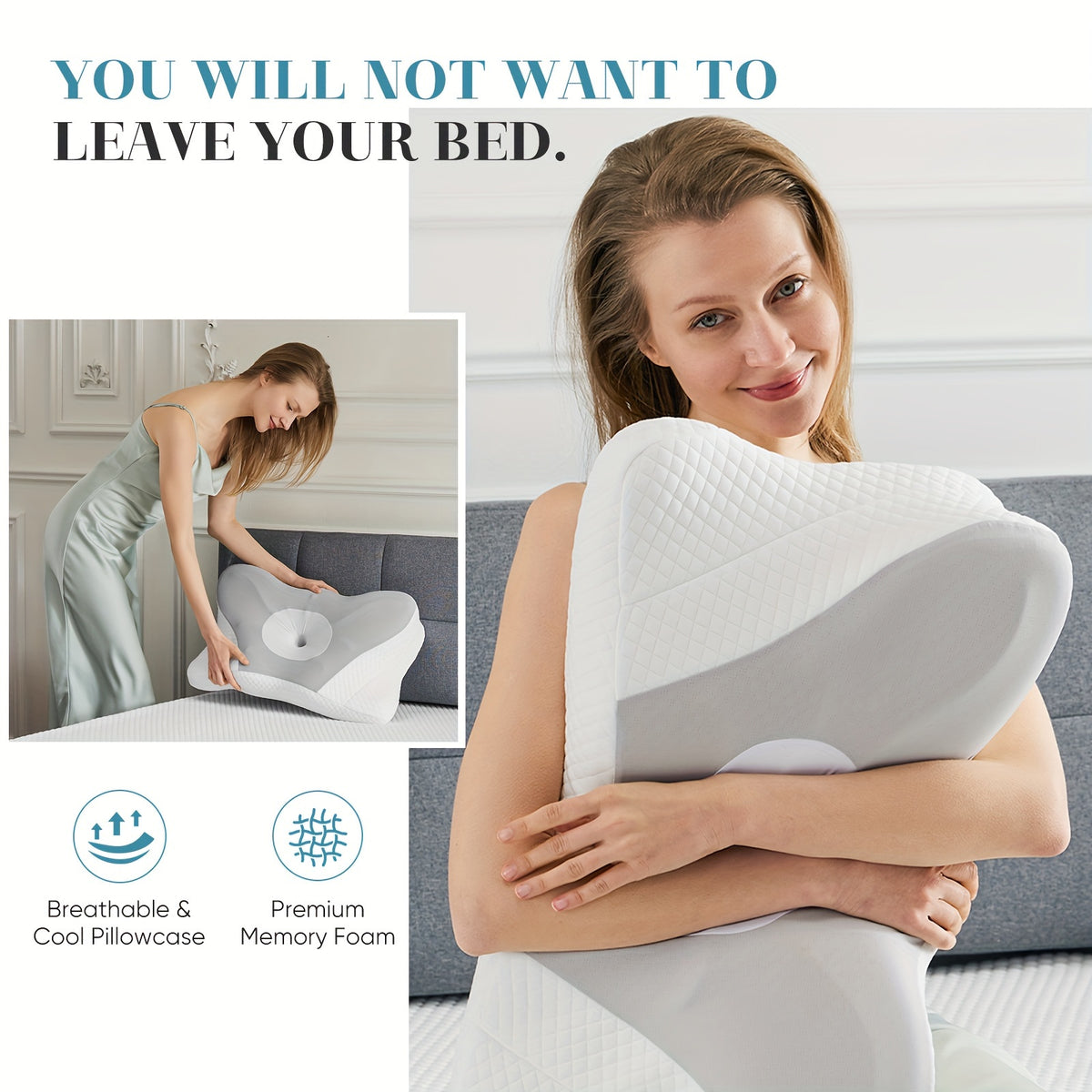Cervical Neck Pillow, Ergonomic Contour Neck Pillows, Memory Foam Bed Pillow For Side Back Stomach Sleeper, Neck Pillow With Pillowcase
