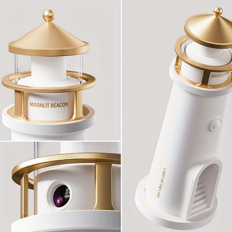 1pc Projector-equipped Moon Lighthouse Night Light with A Sensitive Human Body Sensor Switch And Always-on Function That Can Be Set At Will. It Can Be Used for Both USB Charging And Plug-in Power Supply, Making It A Great Decorative Item And Gift..