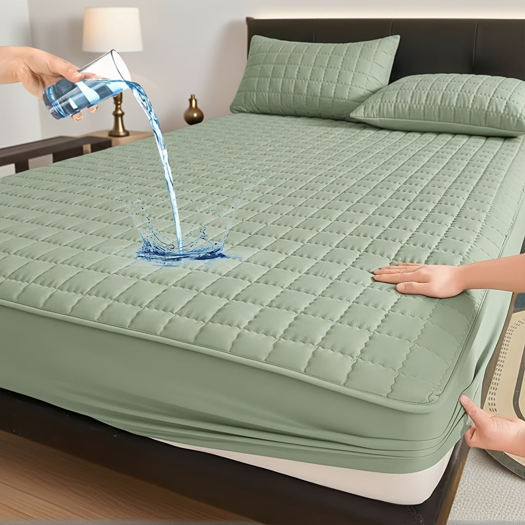 1pc Modern Soft Breathable Waterproof Bed Fitted Sheet - Lightweight, Fitted Mattress Protector For All Beds, Bedding Essentials, Minimalist Design (Excluding Pillowcases)