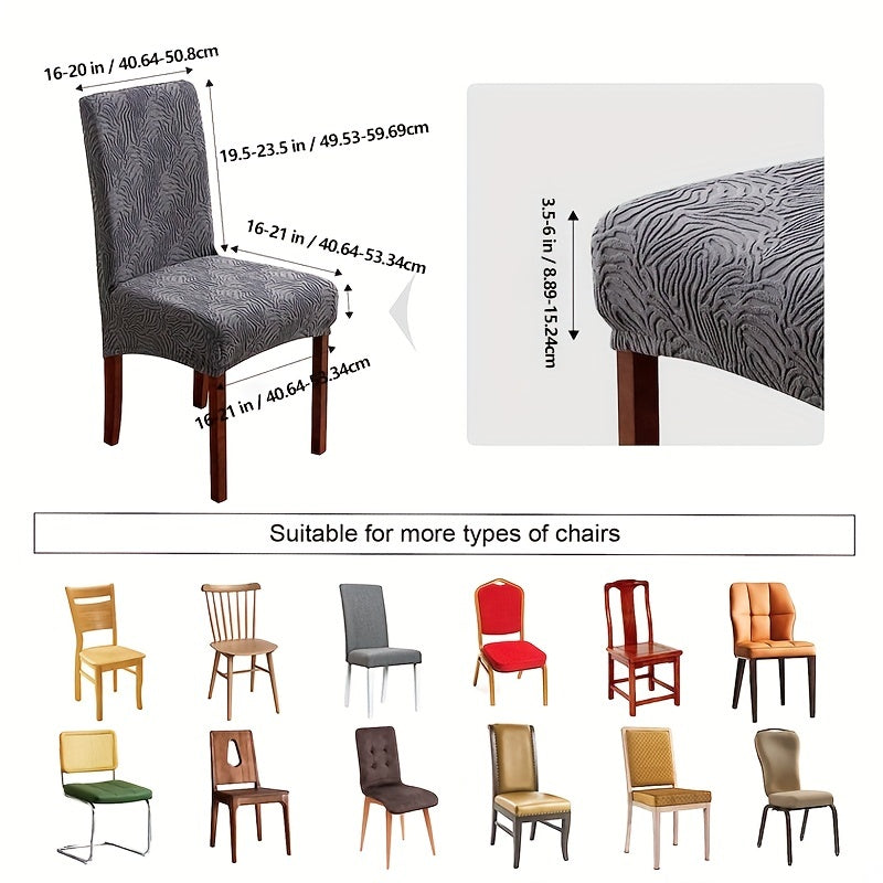 4/6pcs Chair Covers for Dining Room, Stretch Jacquard Dining Chair Slipcovers Removable Washable Chair Protector for Kitchen, Hotel, Restaurant
