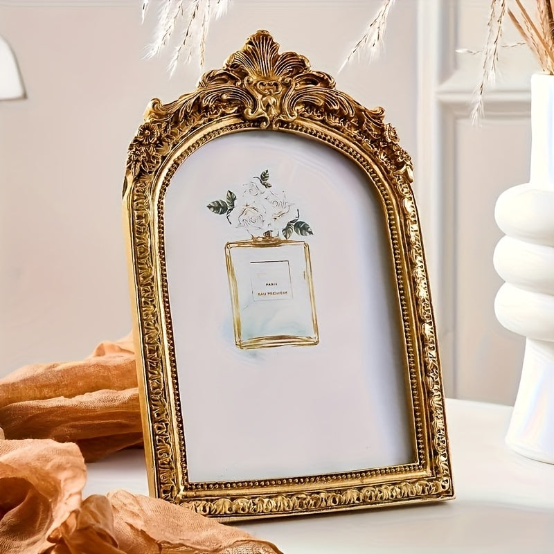 Gold Baroque Picture Frame, Vintage Style Resin Photo Display for Tabletop or Wall Hanging, Wedding Memories, Anniversaries and Elegant Home Decor