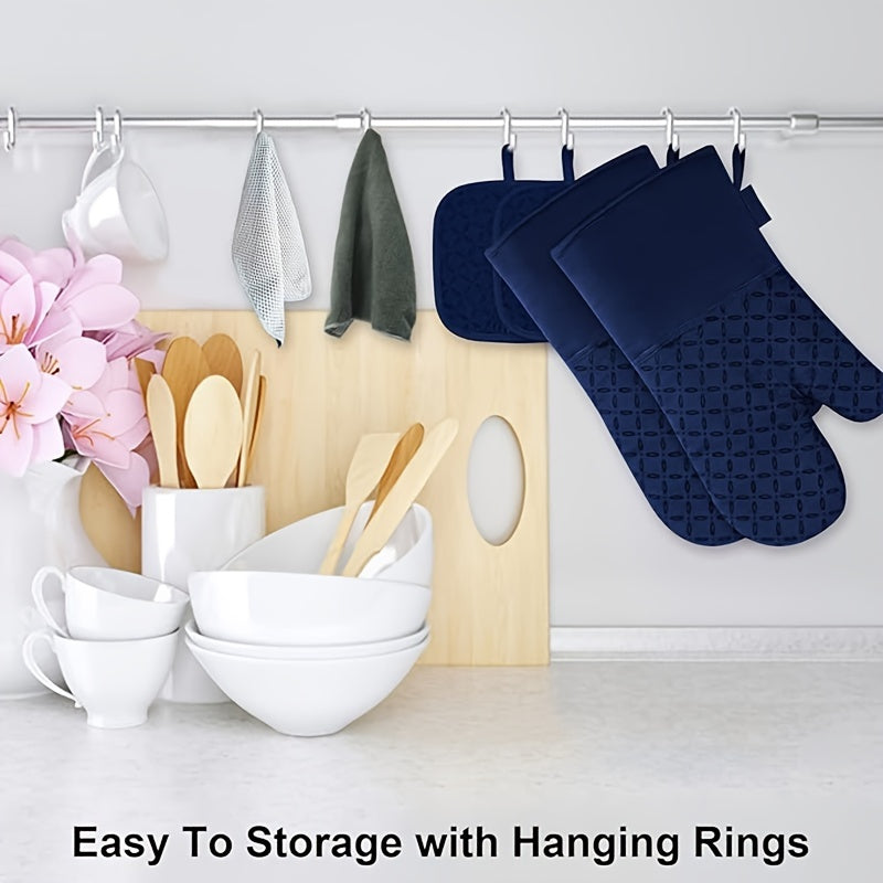 6pcs Oven Mitts And Pot Holders/ 1 Pair Oven Mitts, Kitchen Oven Glove High Heat Resistant Oven Mitts And Potholder With Non-Slip Surface For Cooking, Mother'S Day Gift