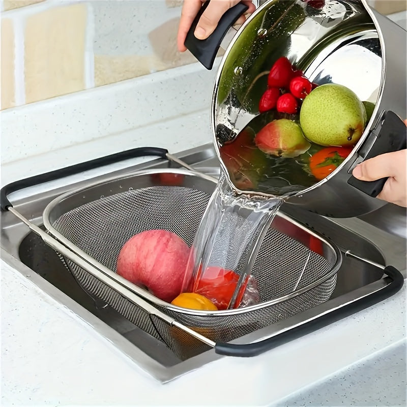 Expandable Stainless Steel Filter with Fine Mesh And Drain Basket - Suitable for Vegetables And Fruits, Kitchen Essentials, Food Safety, Filtered Vegetables, Halloween Gift