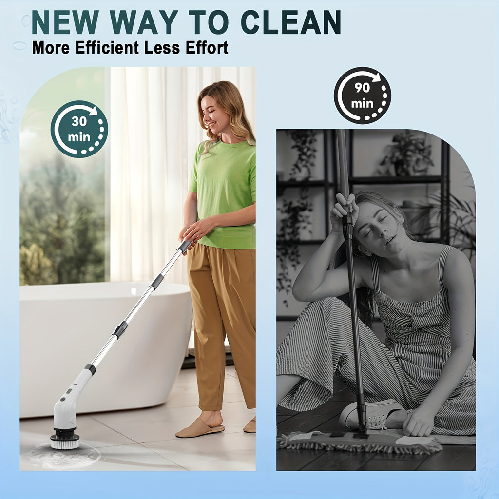 2026 New Multifunctional Electric Cleaning Brush, Telescopic Long Handle 7-in-1 Cleaning Brush, Cleaning Tool, Household Floor And Kitchen Sweeping Brush