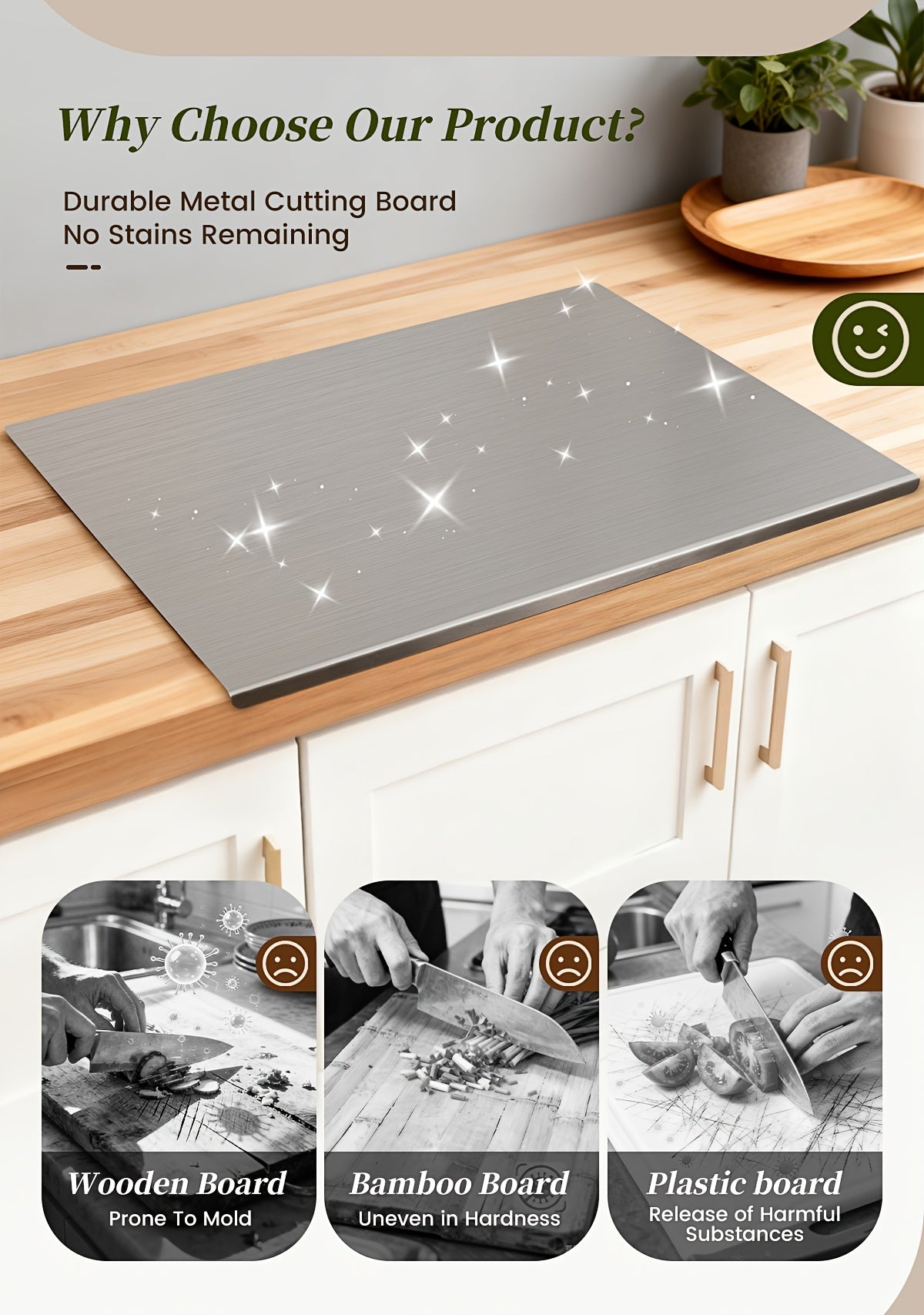 304 Stainless Steel Cutting Board Butcher Block Household Rolling Board Kitchen Supplies