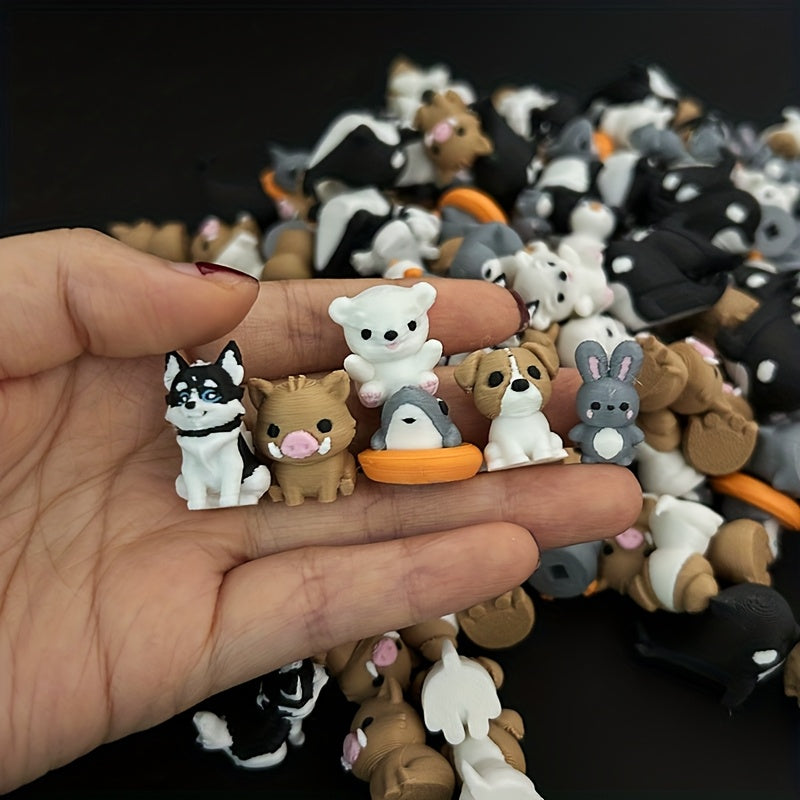 30/50/100/150pcs Multi-color Printing 6 Mini Animal 3D Printed Statue Ornaments for Home Decoration, Colorful And Exquisite Decorations, Suitable for Fairy Gardens, Landscapes, No Batteries Required, PLA Material, Christmas Styles Are Random.