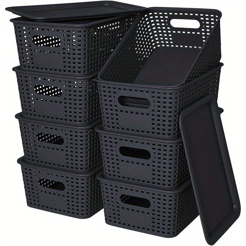 8/4-Pack-Space-Saving Organizers with Lids for Shelves/ Closet/ Desk | Multi-Scene Use In Dorm, Playroom & Office (10"x7"x4", Declutter Essential) with A File Organizer Bag, The Best Gifts for Easter Sunday And Mother's Day