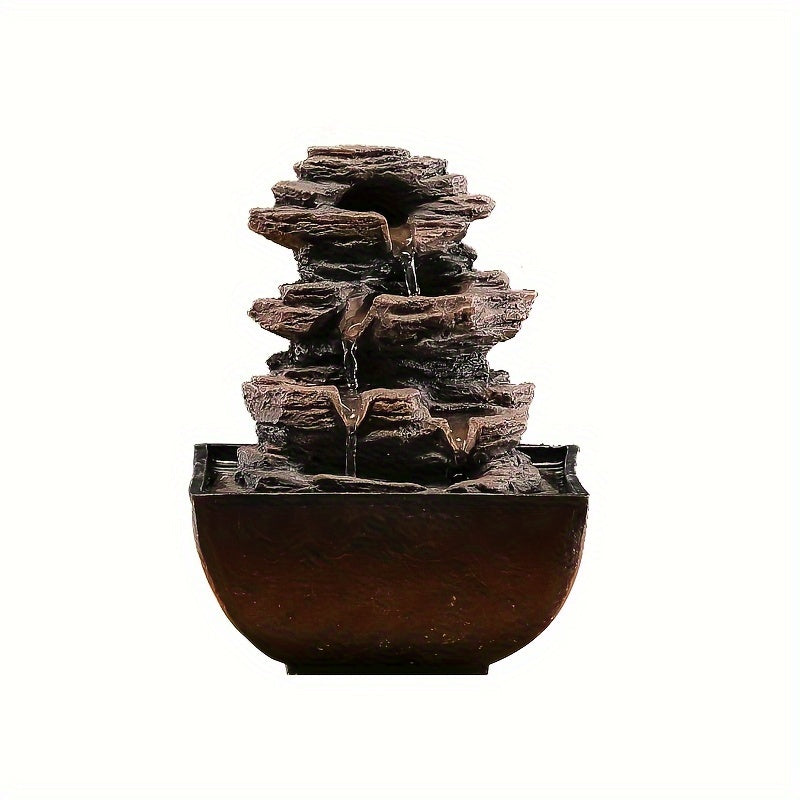 1pc Desktop Fountain, Meditation Waterfall, LED Illuminated Desktop Fountain, Vividly Simulating Rocks, Suitable For Home, Office, Bedroom Decoration, Living Room Decoration, Hotel Club Decoration, USB Powered Desktop Fountain
