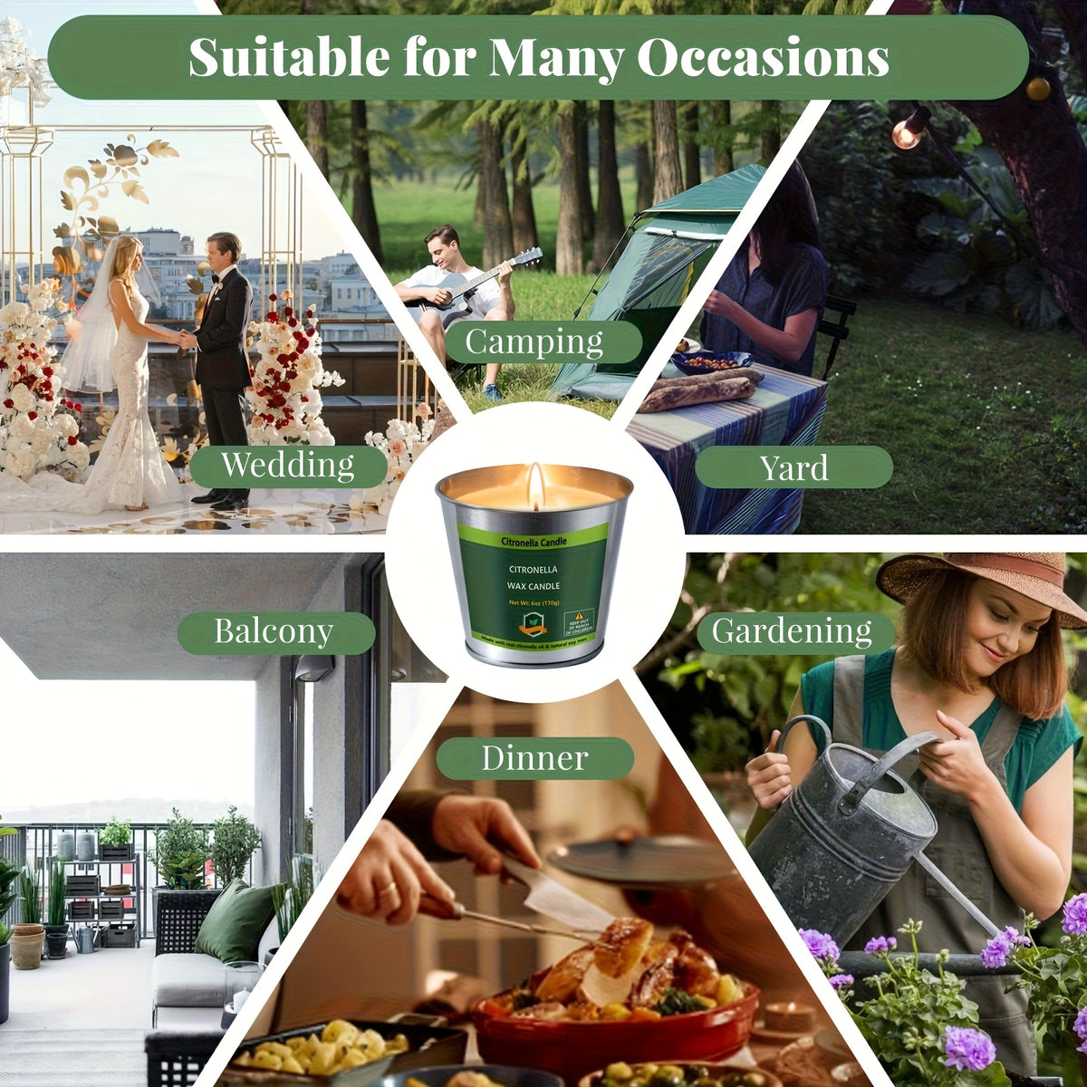 4pcs Citronella Candles Outdoor, 6oz Pack Of 4 128 Hours Burning, Citronella Candles Set Outside for Party Hiking Camping Patio BBQ Deck Lanai Garden Yard Home, Home Decor, Father's Day Gift