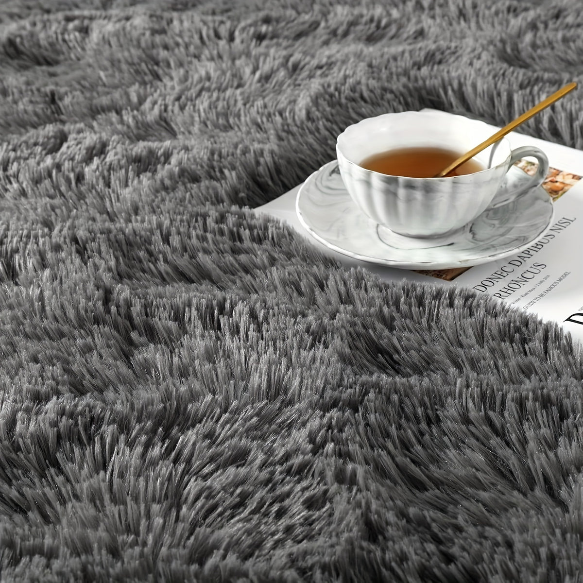 1pc Luxurious Rectangular Shaggy Plush Carpet Rug - Soft, Fluffy, Tie-dyed, Solid, Dark-colored, Non-slip, Machine Washable - Perfect for Living Room Sofa, bed Room, Home High-end Decorative, Easy to Clean, Long-lasting, and Versatile