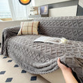 Jacquard Velveteen Sofa Throw Cover, Single-Piece Machine Washable Plush Couch Protector in Five Colors and Three Large Sizes for Home Decor