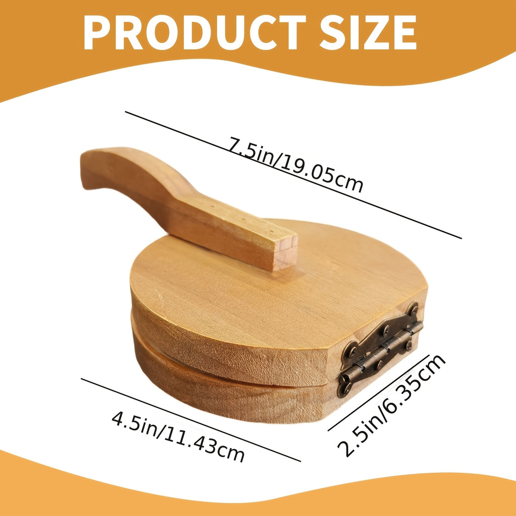 Solid Wood Dumpling Manual Dough Press, Handcrafted Wooden Dumpling Light Beige Mold, Suitable For Homemade Noodles, Steamed Buns, And Meat Pastries- Convenient And Quick Kitchen Tool-kitchen Accessories-board For Dough