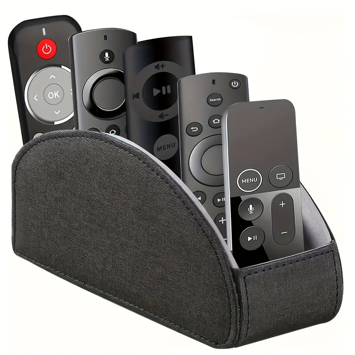 Remote Control Holder with 5 Compartments, Faux Leather Multifunctional Desktop Storage Box/Remote Organizer Caddy/Pen Case/Home Storage Container for Remote Controls, Pens, Eyeglasses, Makeup Brushes, Office Stationery, etc. Home Decor and Accessor