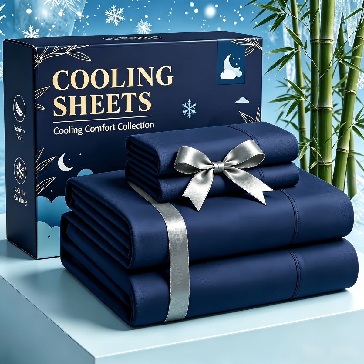 4pcs Cooling bedding - Extra Deep Pocket Breathable And Cooling - Suitable for Hot Sleepers And Sweats, Children Pillowcases, Flat Sheet And Fitted Sheet - A Perfect Gift for Family, Queen And King Sizes, Day Delivery - Random Color