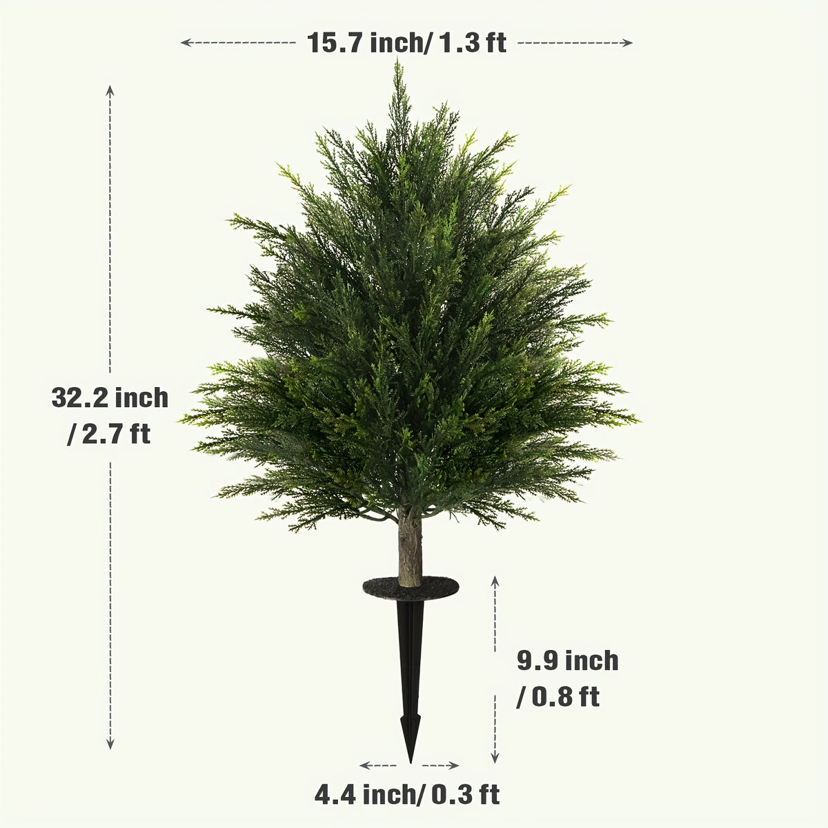 2 Sets Artificial Cedar Topiary Ball Trees with Ground Spike, UV Resistant Fake Cypress Evergreen Shrub Bushes, Faux Ball Plant for Indoor Outdoor Front Porch Yard Garden Home Decor