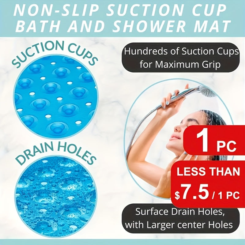 Extra Long Non-Slip Bath Mat with Suction Cups - Large Bath, Machine Washable Quick-Dry Shower Carpet with Drain Holes, Non-Slip Bathtub Mat for Bathroom, Shower, Tub - Enhanced Safety & Comfort, Wet Area Protection, Textured Surface, Durable Construction
