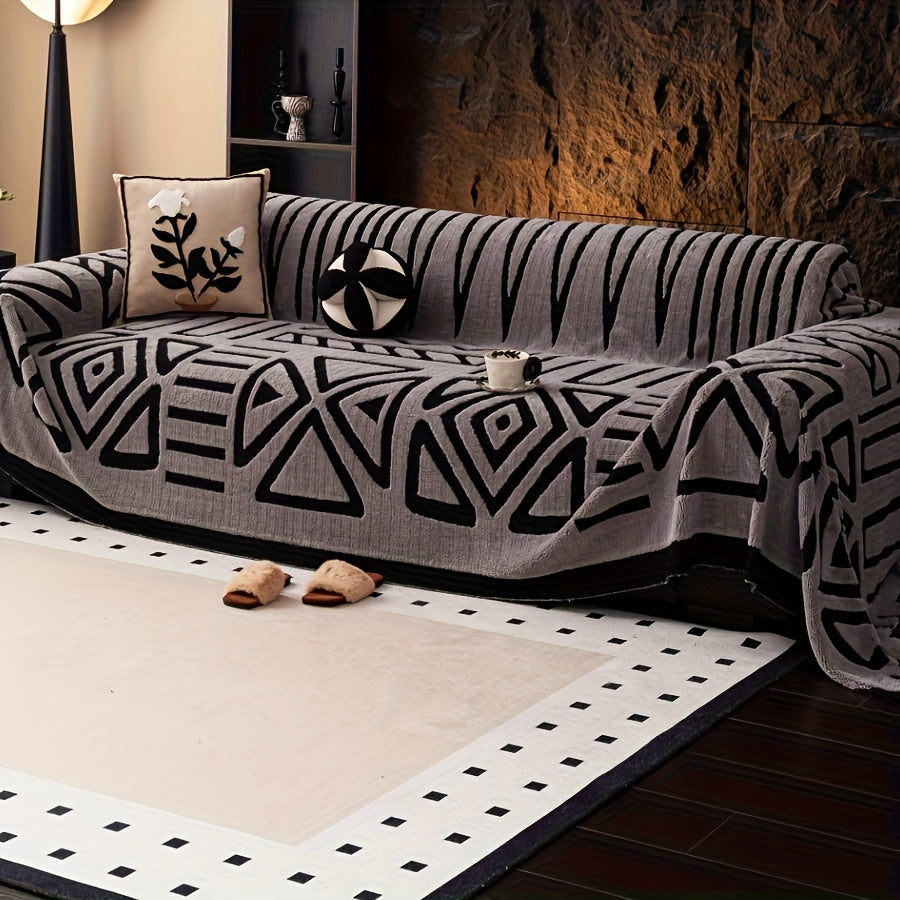 1 New Bohemian Style Sofa Cover Retro Woven Cozy Throw Pet Friendly Slip Resistant Luxury Thick Velvet Couch Cover Machine Washable Soft Plush Decor for Armchair Loveseat 3 Seater 4 Seater Sectional Sofa