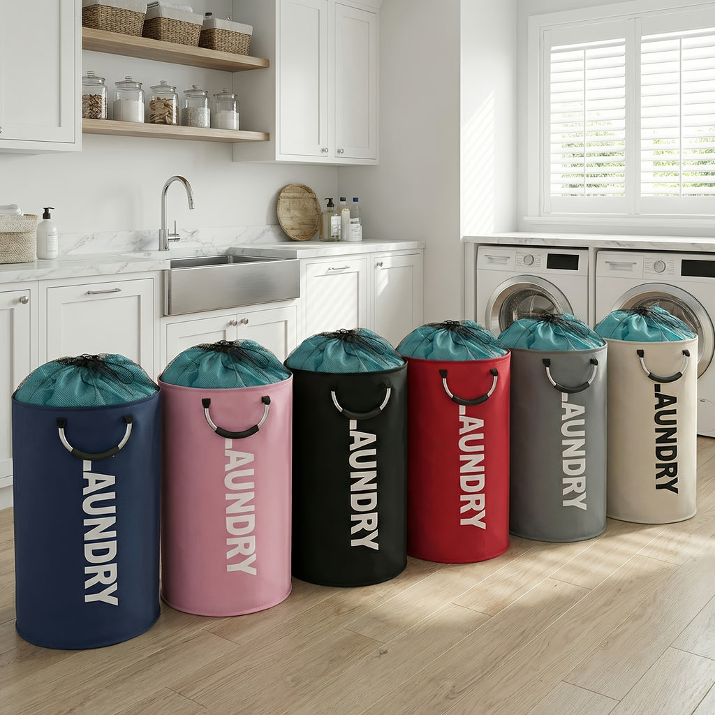 1pc/2pcs 25.1gal Large Capacity Foldable Laundry Basket (New Drawstring Design) - A Foldable Fabric Clothing Storage Basket Suitable for Multiple Scenarios, Suitable for Bathrooms, Rooms, Outdoors, Dormitories, Multi-Functional Laundry Basket