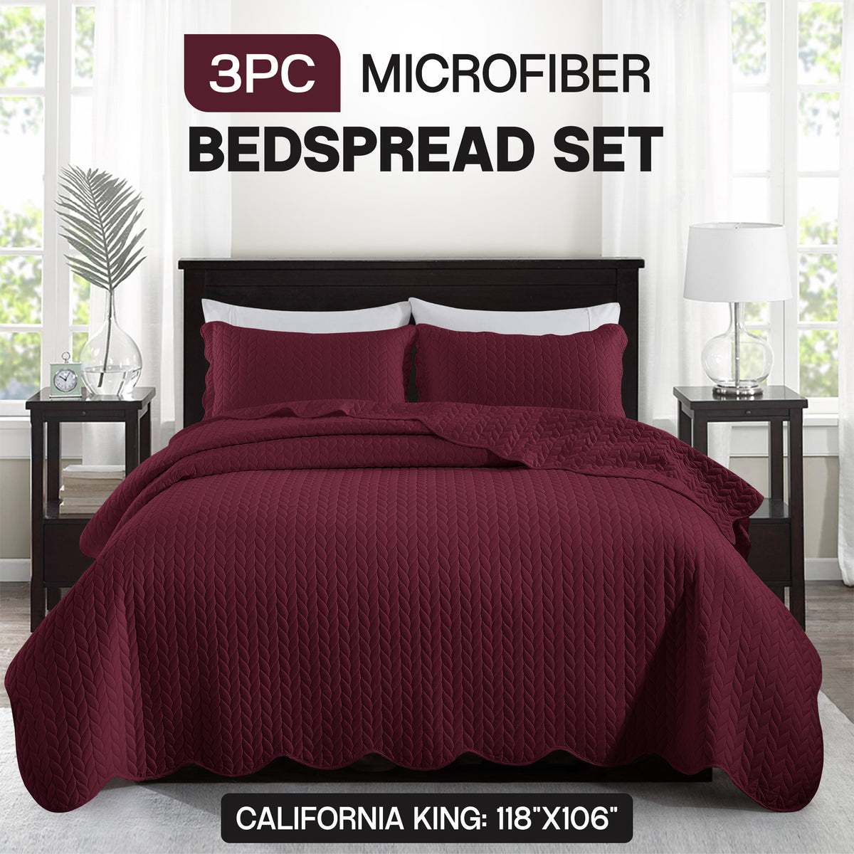 3pcs Bedspread Set Bedspreads with free Pillow Shams - Leaf Pattern Soft & Breathable Bedspread Lightweight Microfiber Bedspread - Modern Style Floral Pattern Coverlet For All Seasons - Christmas Gifts For Family And Friends (1 Bedspread, 1 Or 2 Pillow Sh