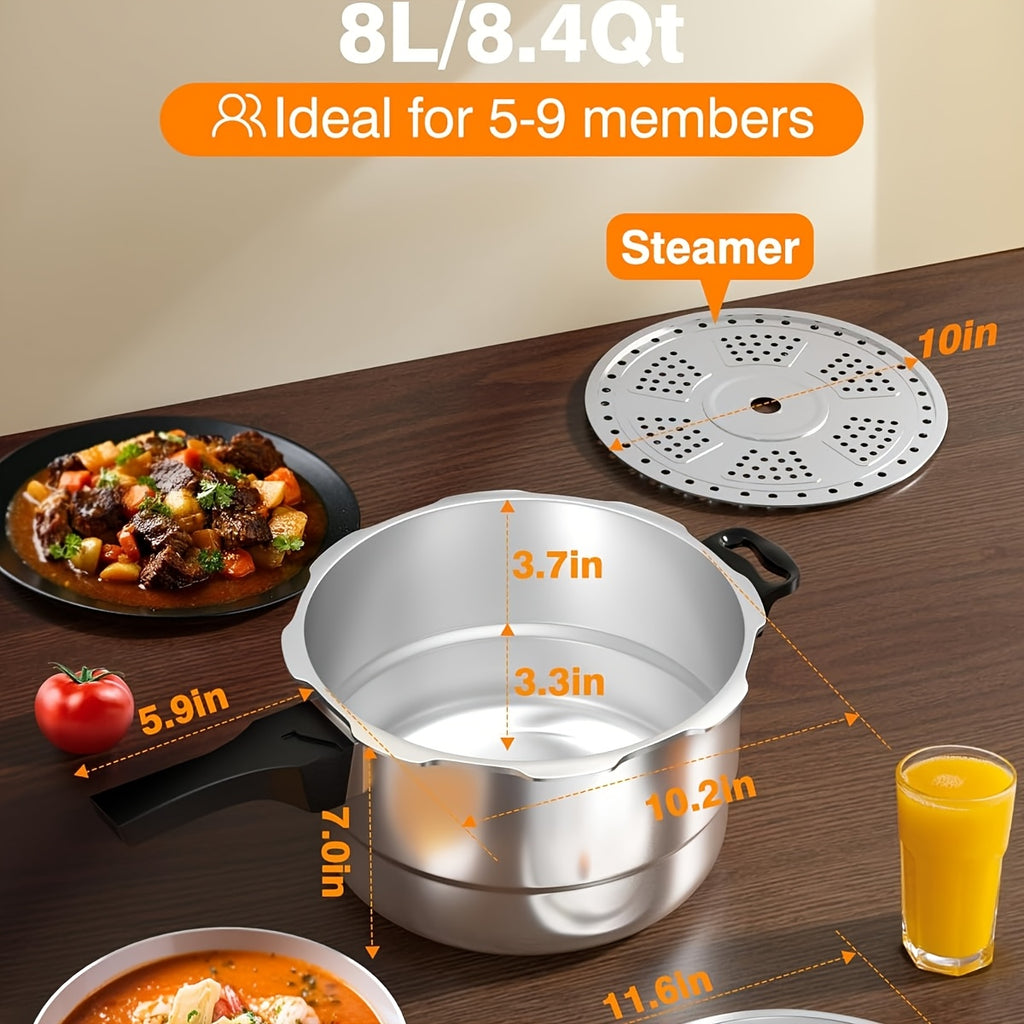 PYY 10Qt Aluminum Pressure Cooker with a Release Valve And Various Safety Features, Suitable for Use with Both Gas And Induction Cooktops, Includes a Canner Rack