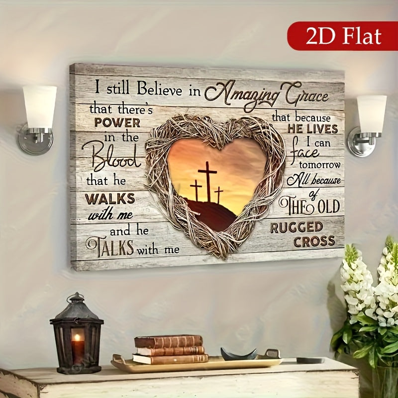 2D Flat, 1pc Wood Framed Canvas, Sunset Painting, God Landscape Canvas, Into The Arms Of Jesus, Gift for Christian, Ready to Hang,for Halloween And Christmas  for Halloween&Christmas