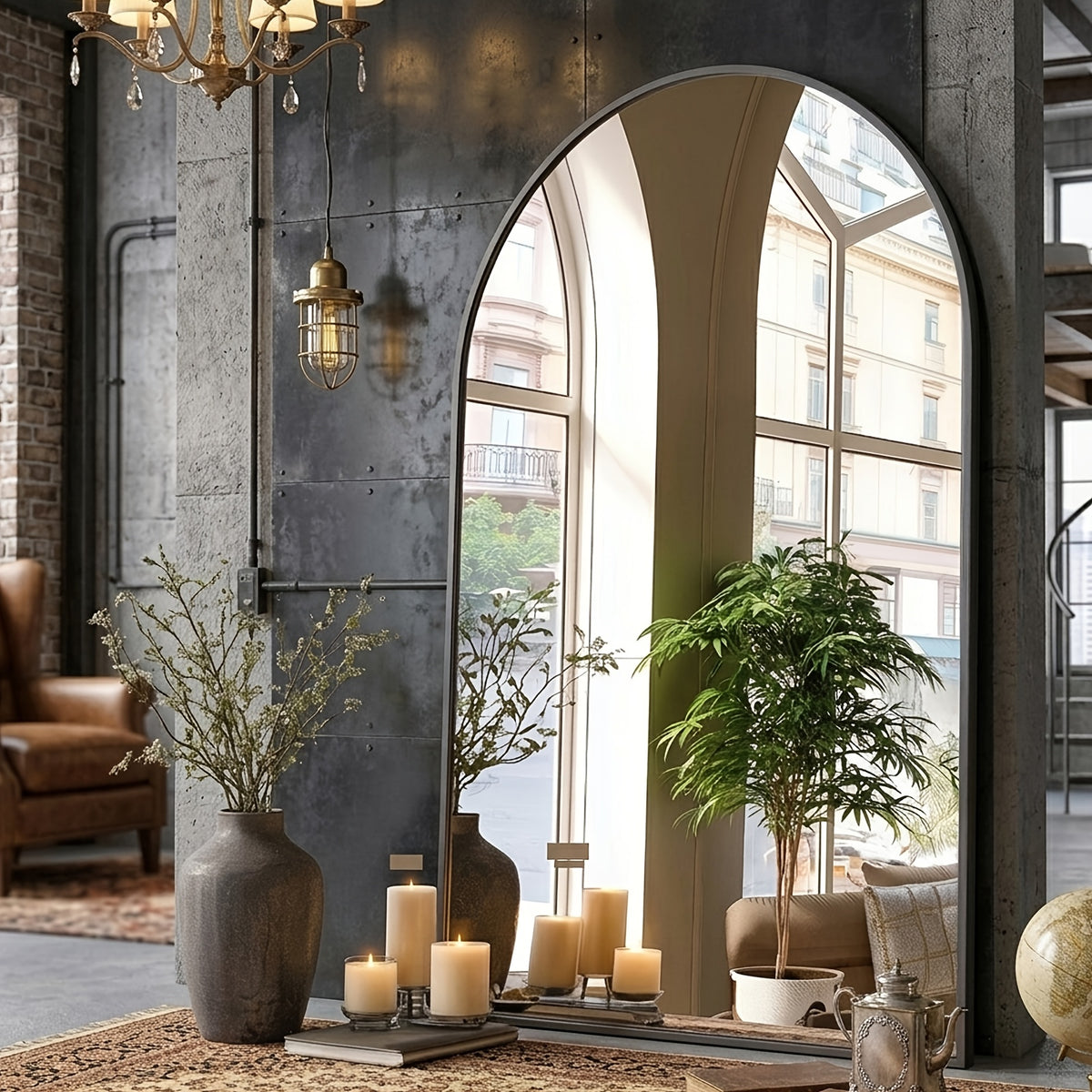 Arched Bathroom Mirror with Metal Frame - 22X30, 24X36, 26X38 Inch Wall Mounted Vanity Mirror for Bathroom, Bedroom, Entryway in Golden Or Black
