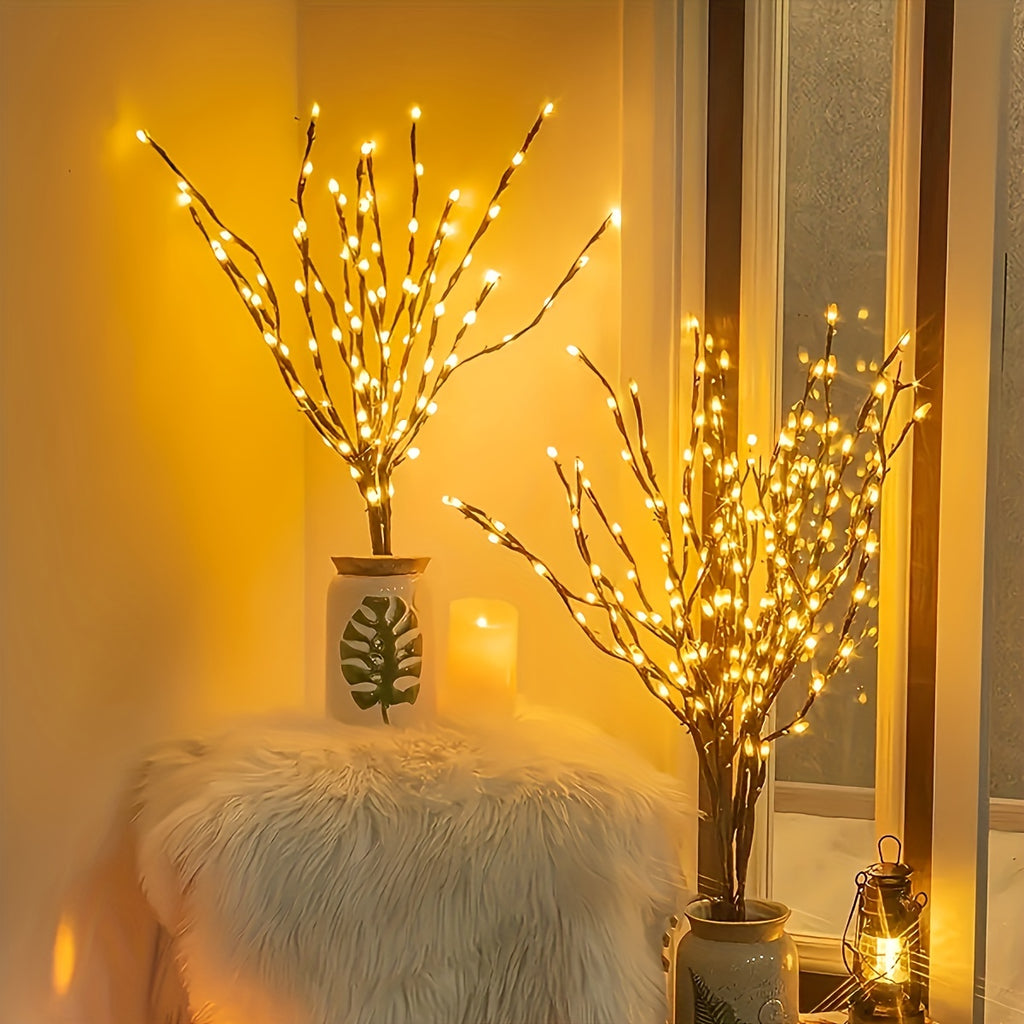 LED Tree Branch Lights, 20 LED Warm Light Decorative Twigs for Indoor Vase Displays, Bedroom and Dorm Decor, Christmas, Eid and New Year Parties