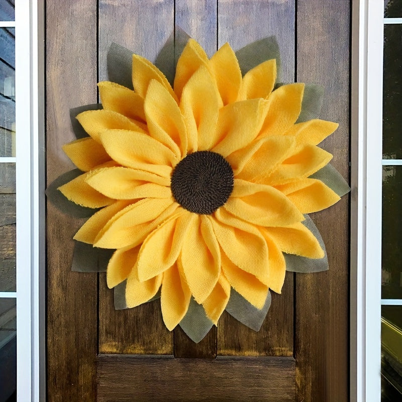 Sunflower Wreath Seasonal Decor, Door Wall Hanging Wreath, for Indoor Outdoor Home Office Wall, Wedding Festival Thanksgiving Day Decoration