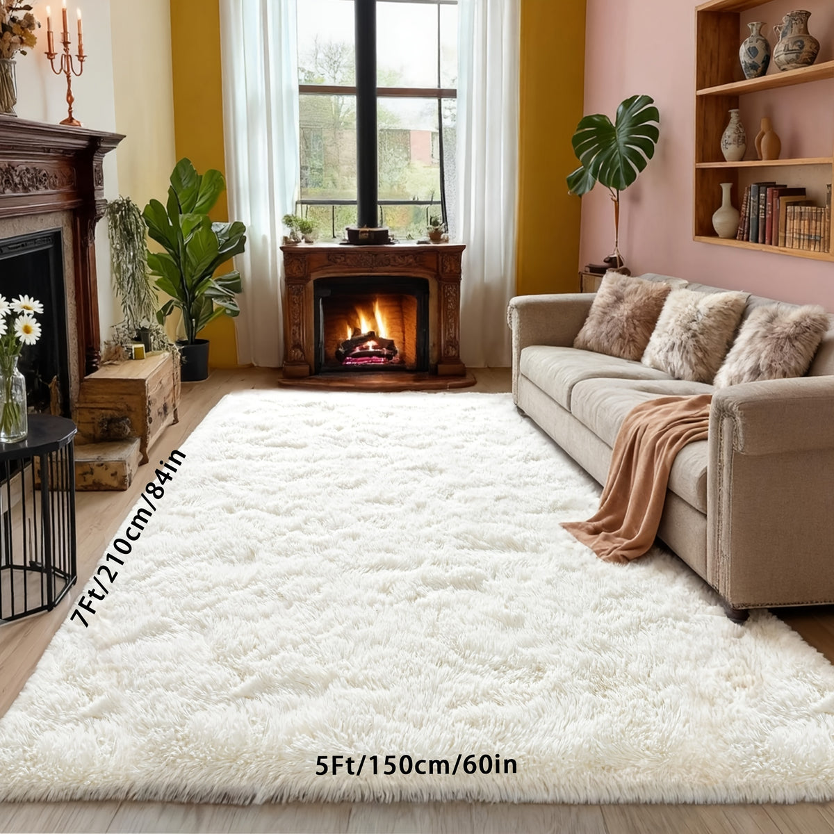 A Super Soft Thick Plush Carpet, Fluffy And Soft, Suitable for Bedroom Indoor Carpet, Non-Slip Soft Machine Washable Carpet,Ideal for Bedroom, Living Room,Study, Dorm,,Home Decor, Christmas Gift, Christmas Decor