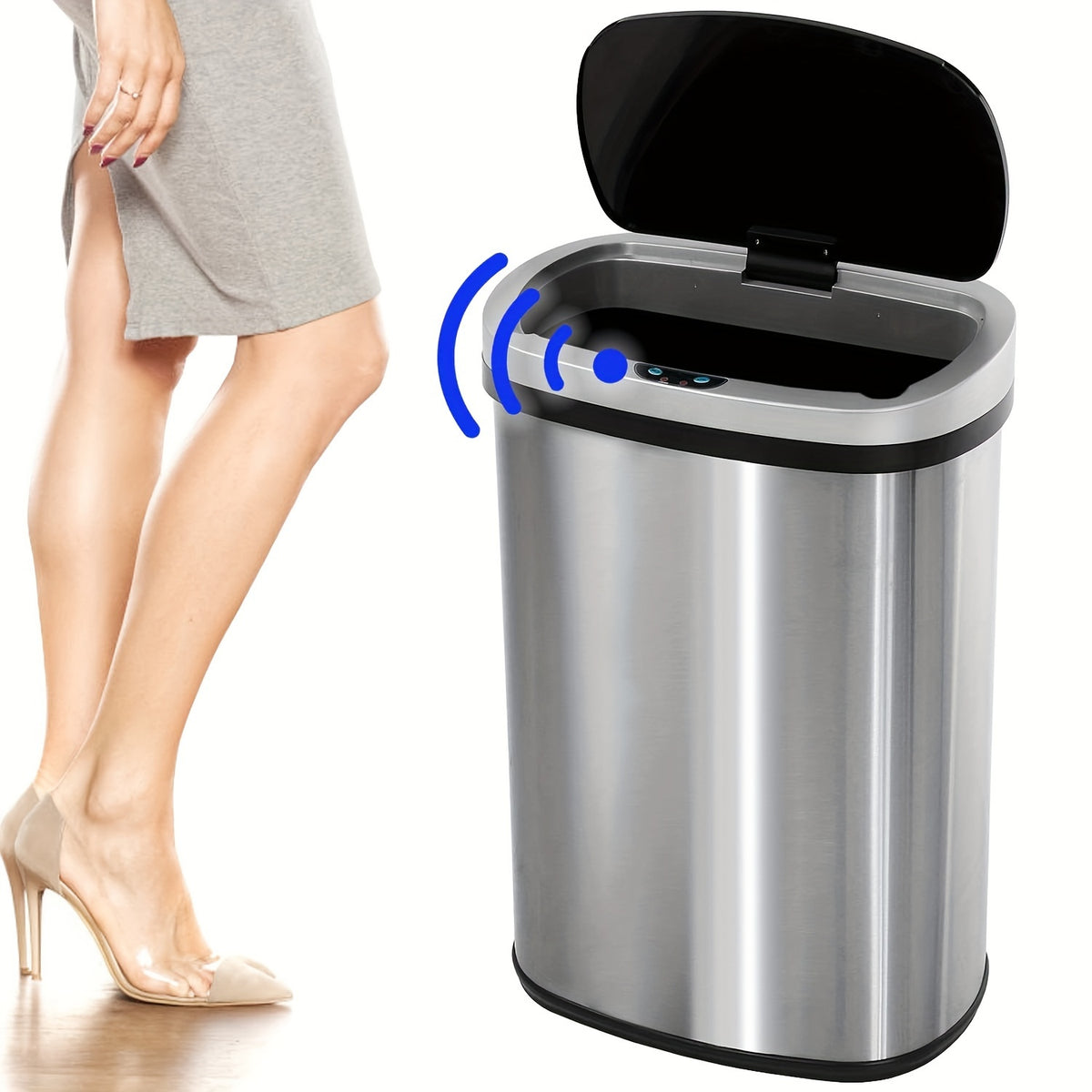 13 Gallon Trash Can Kitchen Waste Bin 50L, Automatic Garbage Can Touchless Motion Sensor, for Office Bedroom Living Room Trash Can