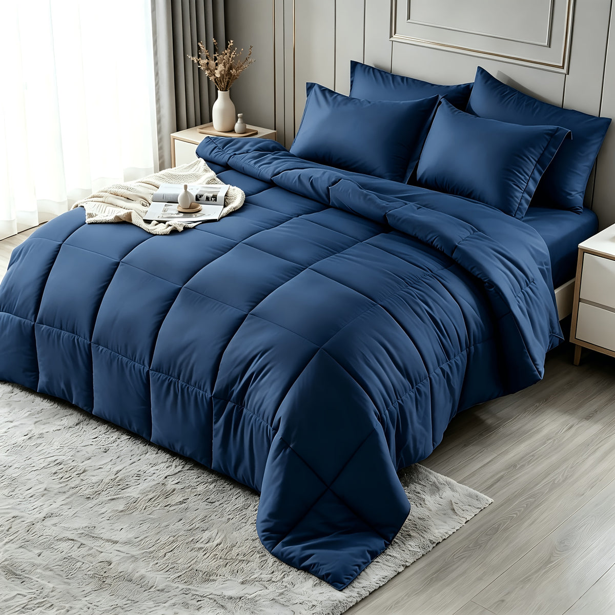 2/3pcs Bed Sheet Sets Queen Size, Double-Sided Tech Fabric, All-Season Comforter-Soft Breathable Quilt for Hot Sleepers & Night Sweats-Bedroom & Camping Use-for Couples & Solo User, 1 Comforter, 1/2 PillowCases, Bedding, Random Color