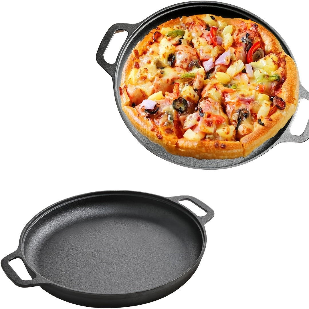 1/2/4pcs Pre-Seasoned Cast Iron Skillet with Dual Loop Handles - Multi-Function Non-Stick Griddle Pan for Pizza, BBQ, Pancakes | Oven, Stovetop, Grill & Campfire Safe | Even-Heating Durable Kitchen Gadget for Home & Outdoor Cooking