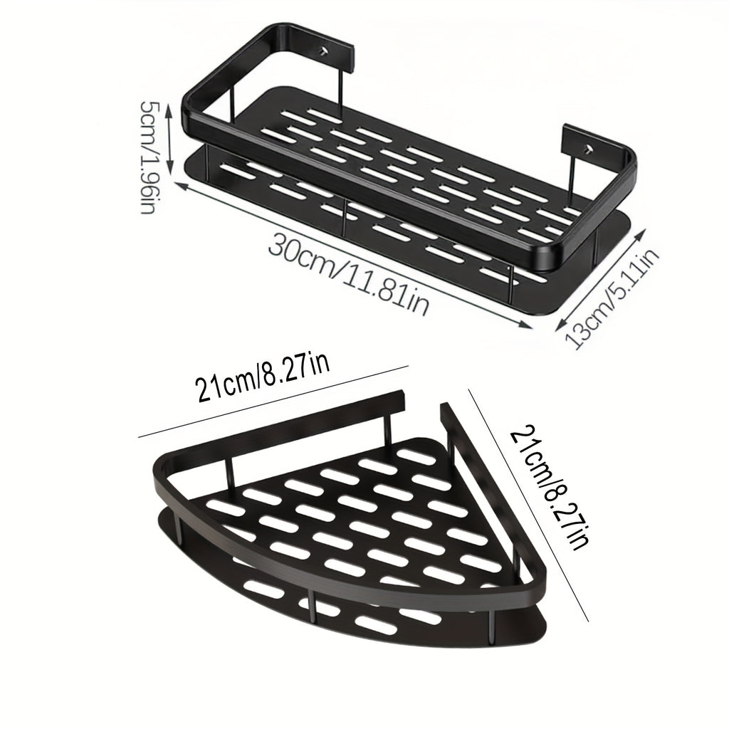 Hanging Shower Caddy 2 Pack, Black or Gray Bathroom Storage Shelves with Rectangle or Triangle Options for Shampoo, Soap and Everyday Toiletries