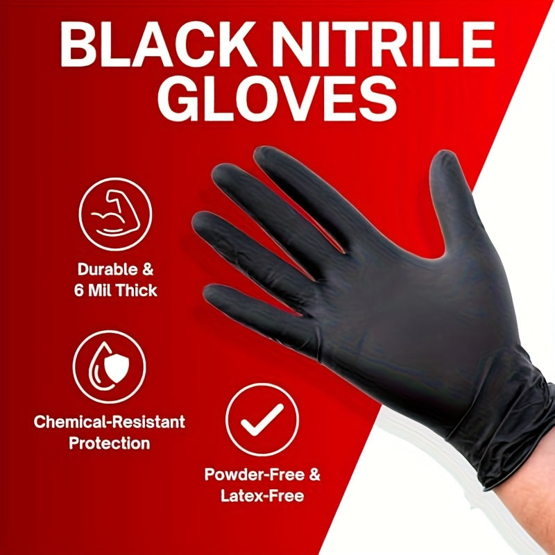 Black Nitrile Disposable Gloves, 200 Count Packaging, 6 Mils Thickness, Flexible And Form-Fitting, Chemical, Grade -Free, Maintenance Team Use