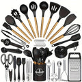 Silicone Cooking Tool Set, 37 or 44 Piece Heat-Resistant Kitchen Utensils for Nonstick Cookware, Dishwasher-Safe Gadgets for Beginners and Home Cooks