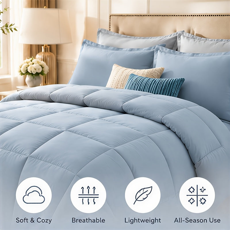 Cooling Summer Comforter Set, Double-Sided Breathable Tech Fabric with Pillowcases, Machine Washable Lightweight Bedding in Twin Queen and King