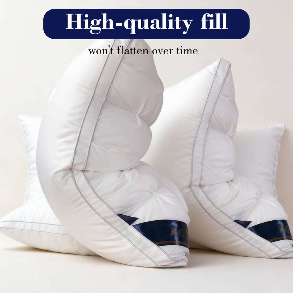 1/2pcs Luxury Hotel-Quality Pillows, Queen Size High Resilience Plush Fill, Soft Comfortable for Deep Sleep. Ideal for Side Back Sleepers, Breathable Cooling, All-Season Use, Machine Washable, Hypoallergenic Plush Cover, Cooling