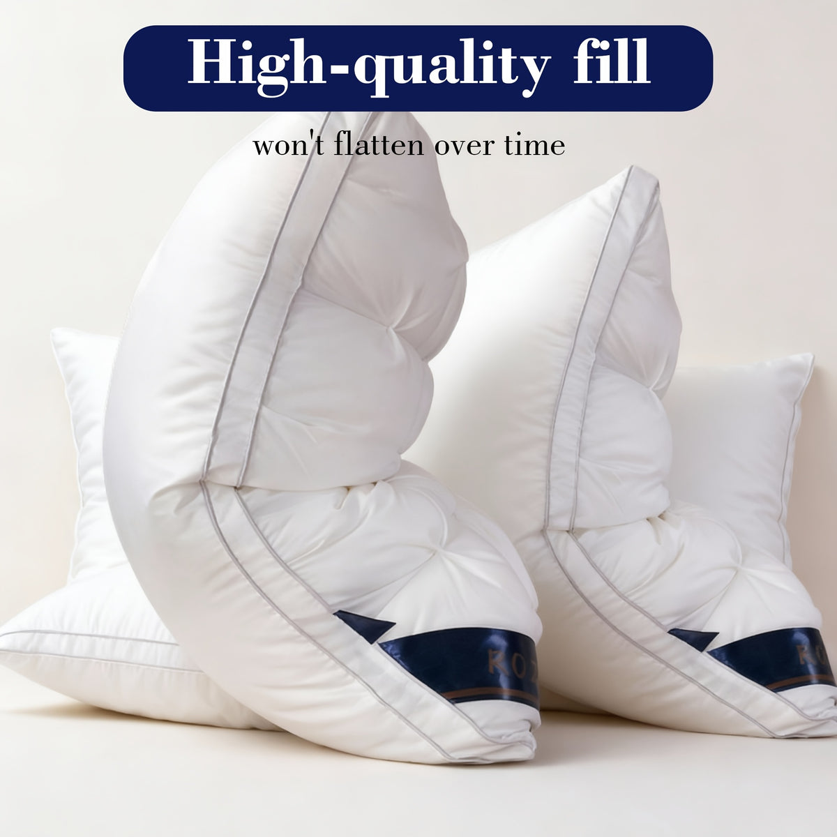 1/2pcs Luxury Hotel-Quality Pillows, Queen Size High Resilience Plush Fill, Soft Comfortable for Deep Sleep. Ideal for Side Back Sleepers, Breathable Cooling, All-Season Use, Machine Washable, Hypoallergenic Plush Cover, Cooling