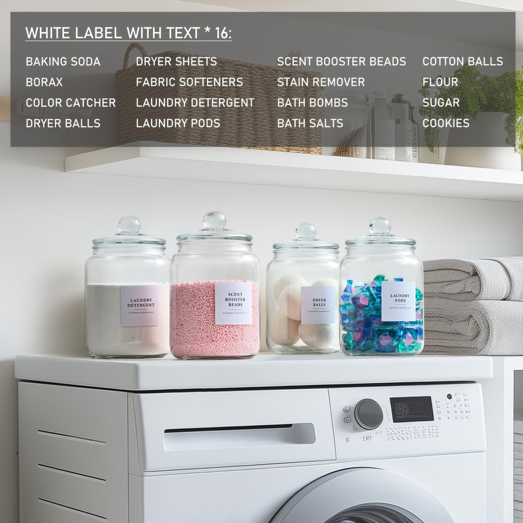 Glass Jars with Airtight Lids And Labels, Half Gallon Storage Containers with Spoons for Laundry Detergent, Pods, Scent Booster Beads, 1 2 3 4 Pack, Canisters
