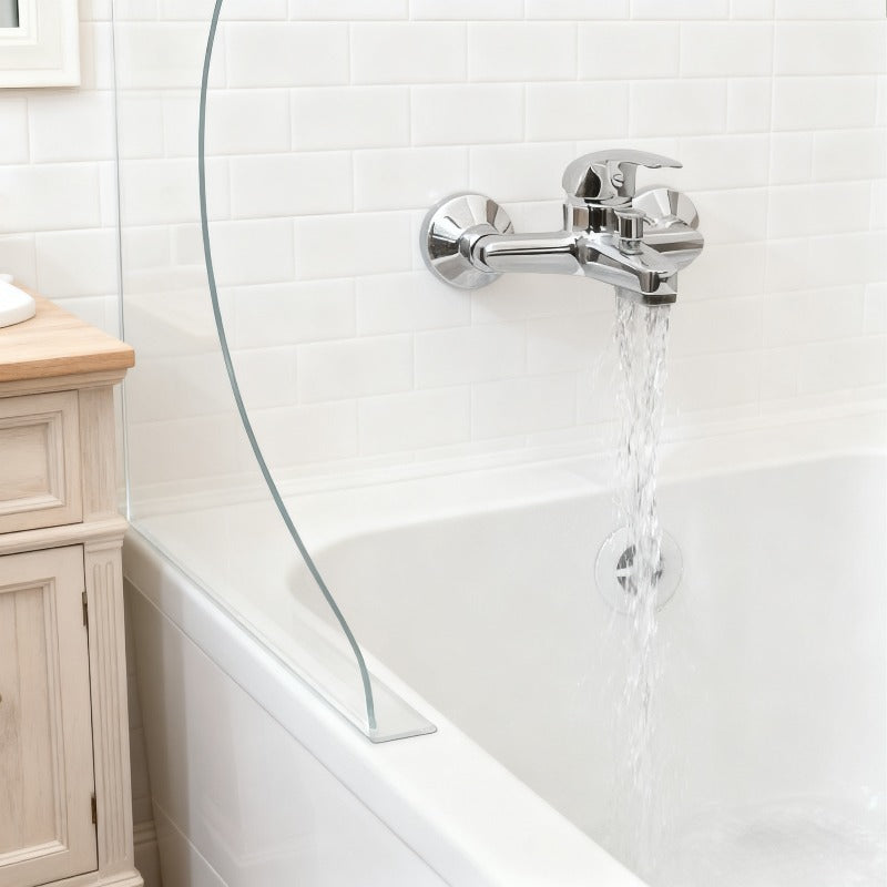 2pcs Transparent Curved Splash Guards - Heavy-Duty Splash-Proof Design, Tool-Free Adhesive Installation (No Drilling), Durable Acrylic Bathroom Guards with Modern Curved Shape for Bathtub, Sink, Shower - -Splash Protection