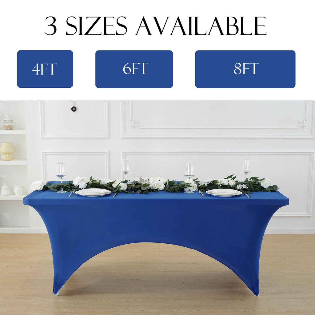 1pcs 4ft/6ft/8ft Spandex Tablecloth, Fitted tablecloth, Wrinkle Resistant Stretchable Rectangle Table Cover For Event, Wedding & Parties