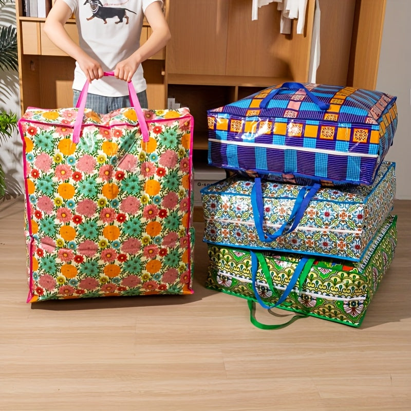 Six Color Options: Red/pink/blue/light Blue/green/black. Super Large, Durable Moving And Storage Bags - High Capacity, Reusable Zipper Storage Bags, Suitable for Clothes, Bedding - Ideal Choice for Home Moving, Closet Cleaning And Holiday Decoration.