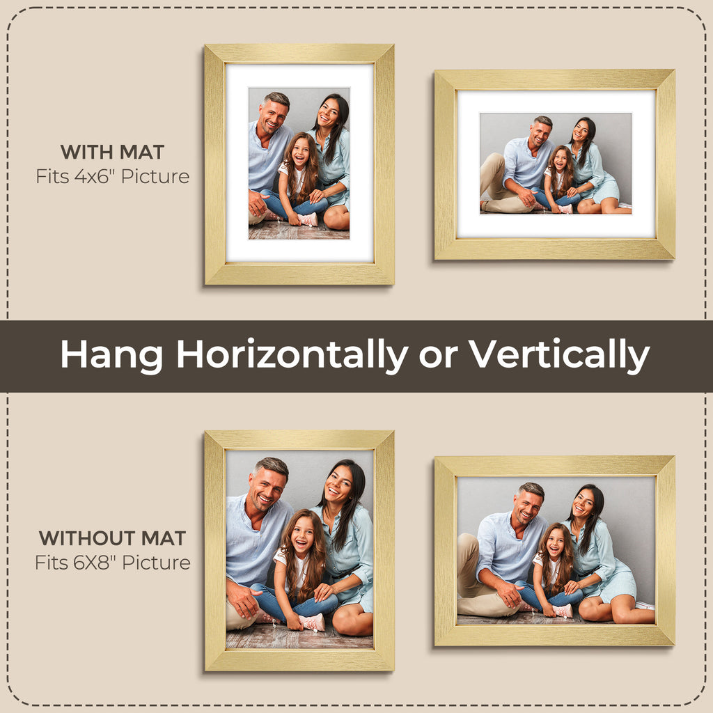 6 Packs 6x8/8x10/9x12/11x14/16x20 Picture Frames Set, Engineered Wood Gallery Wall Frame Set with Plexiglass - Wall Mounting or Tabletop Display