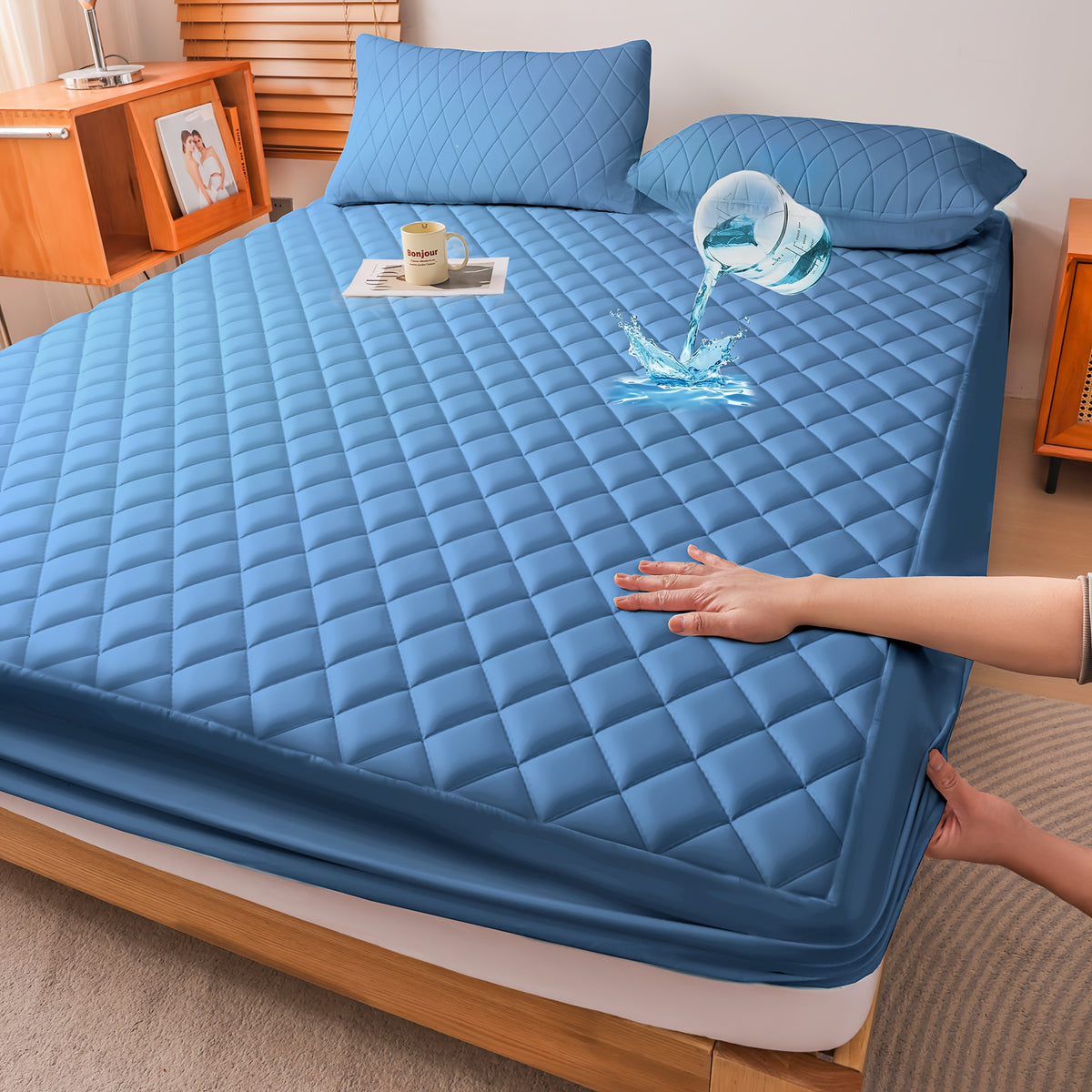 Mattress Protector Twin Full Queen King Set, 2 Deep Pocket Non-Slip Bed Covers with One Selected Color and One Random Color for Home Bedding