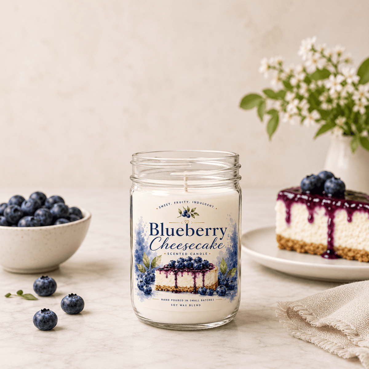 Blueberry Cheesecake Scented Soy Wax Candle