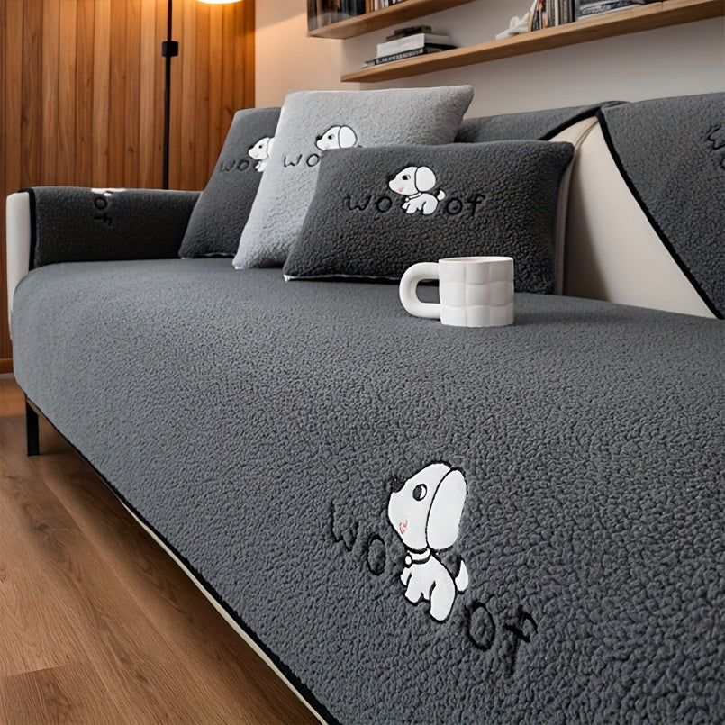 1pc Sherpa Couch Protector, Enhanced Sofa Cover, Suitable for Pets, a Favorite Among Pets, Thick Plush Sofa Shield, Non-Slip Plush Sofa Cover, Furniture Protection Cover, Home Decor for Bedroom, Office, And Living Room